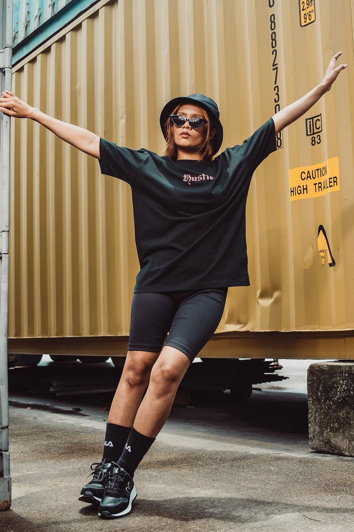 Hustle Backprint Short Sleeve Printed Relax Fit Casual T-Shirt