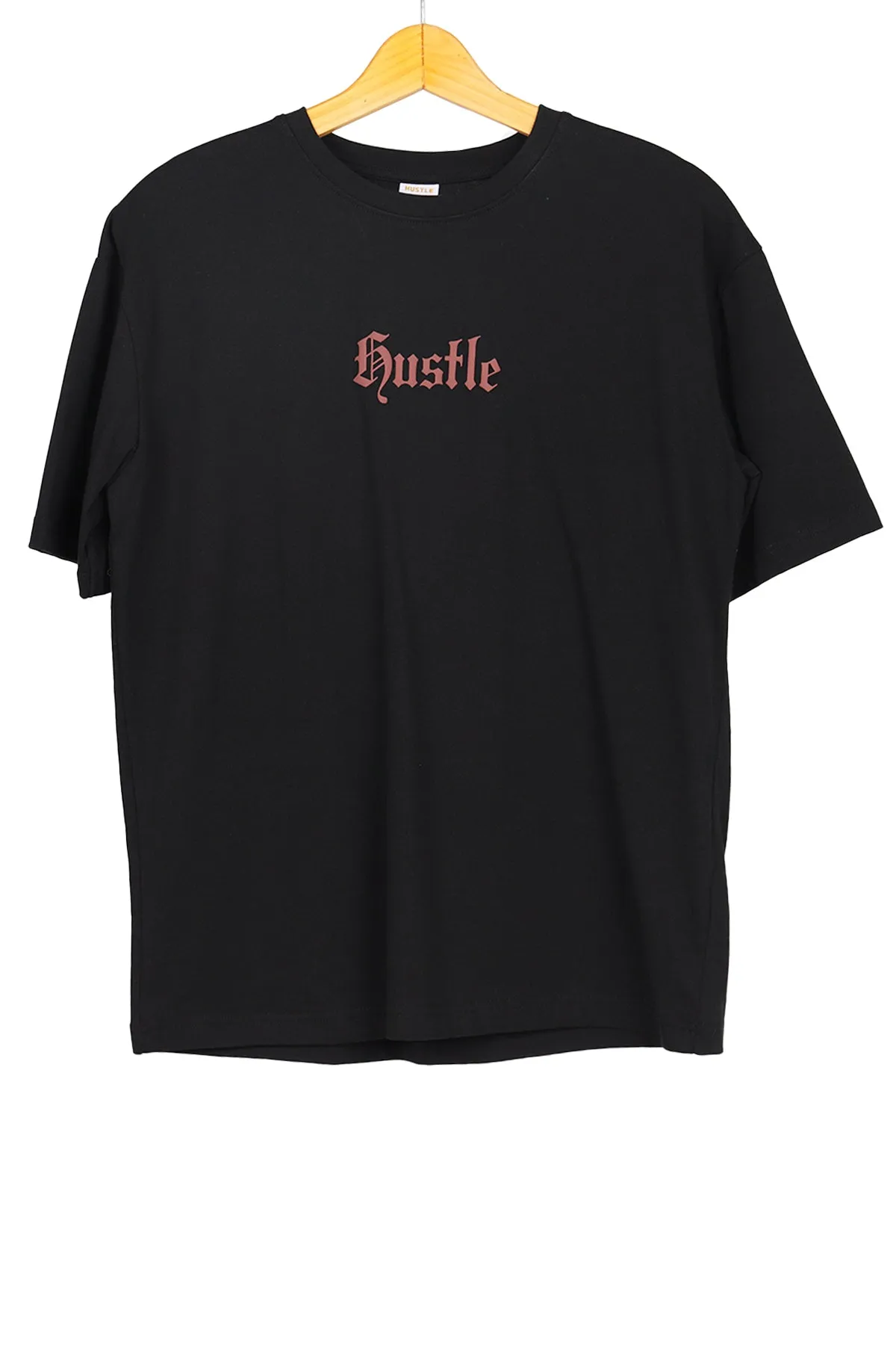 Hustle Backprint Short Sleeve Printed Relax Fit Casual T-Shirt