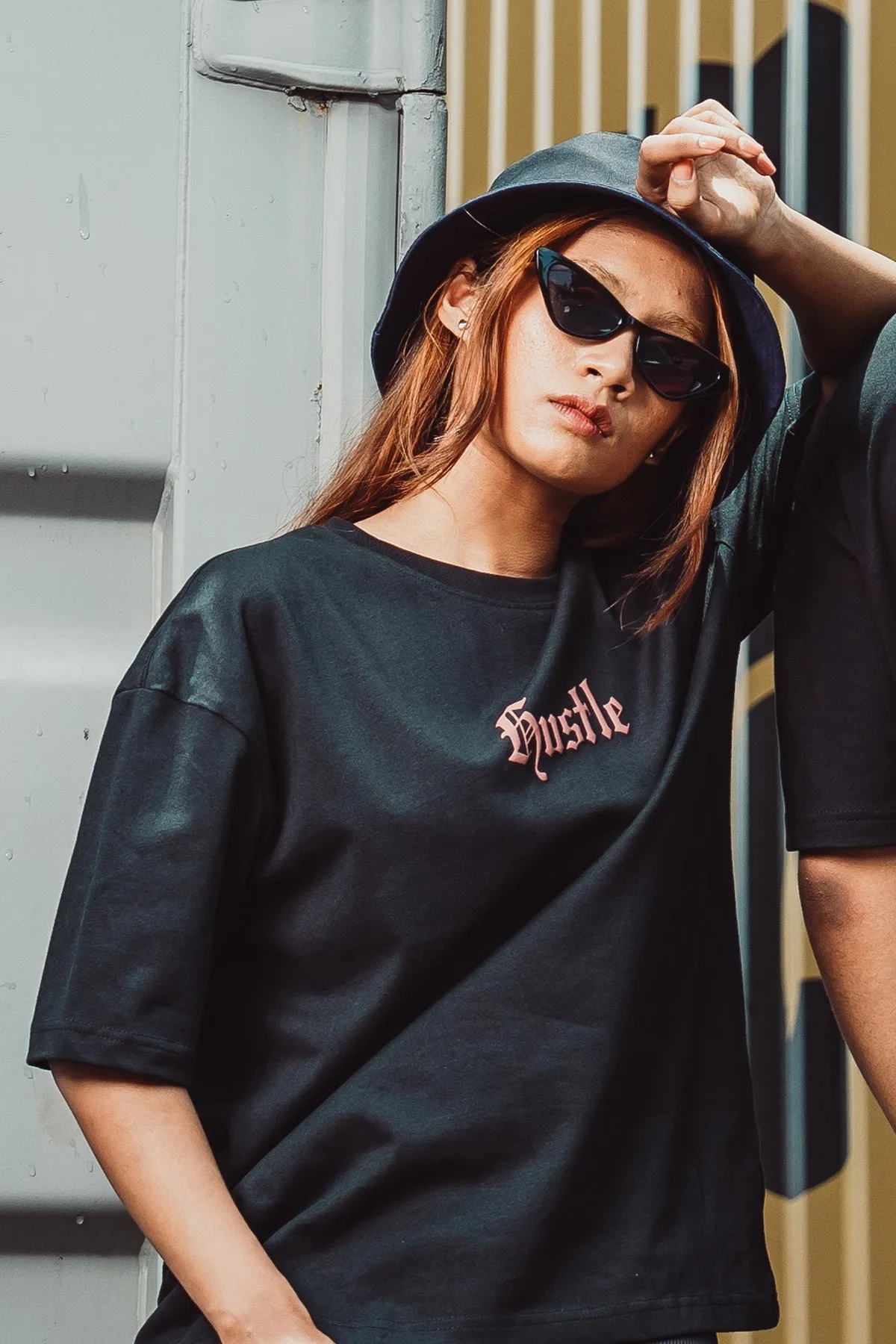 Hustle Backprint Short Sleeve Printed Relax Fit Casual T-Shirt