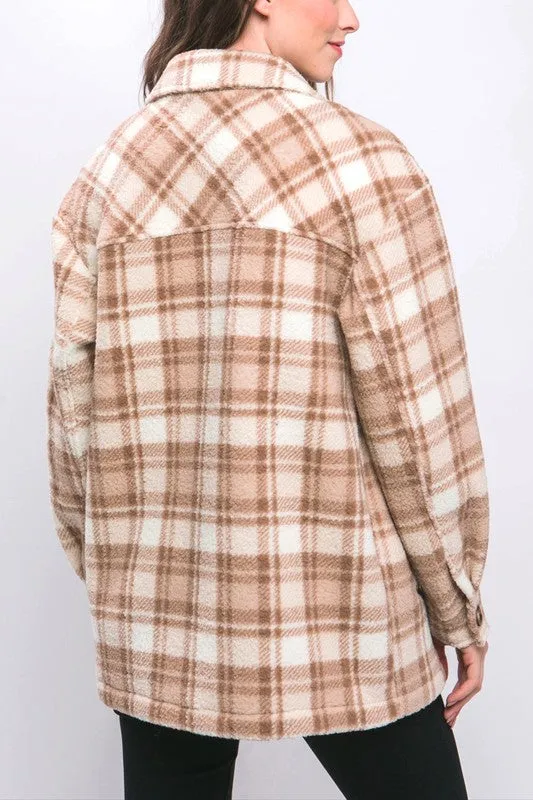Imogen Sherpa Fleece Plaid Jacket
