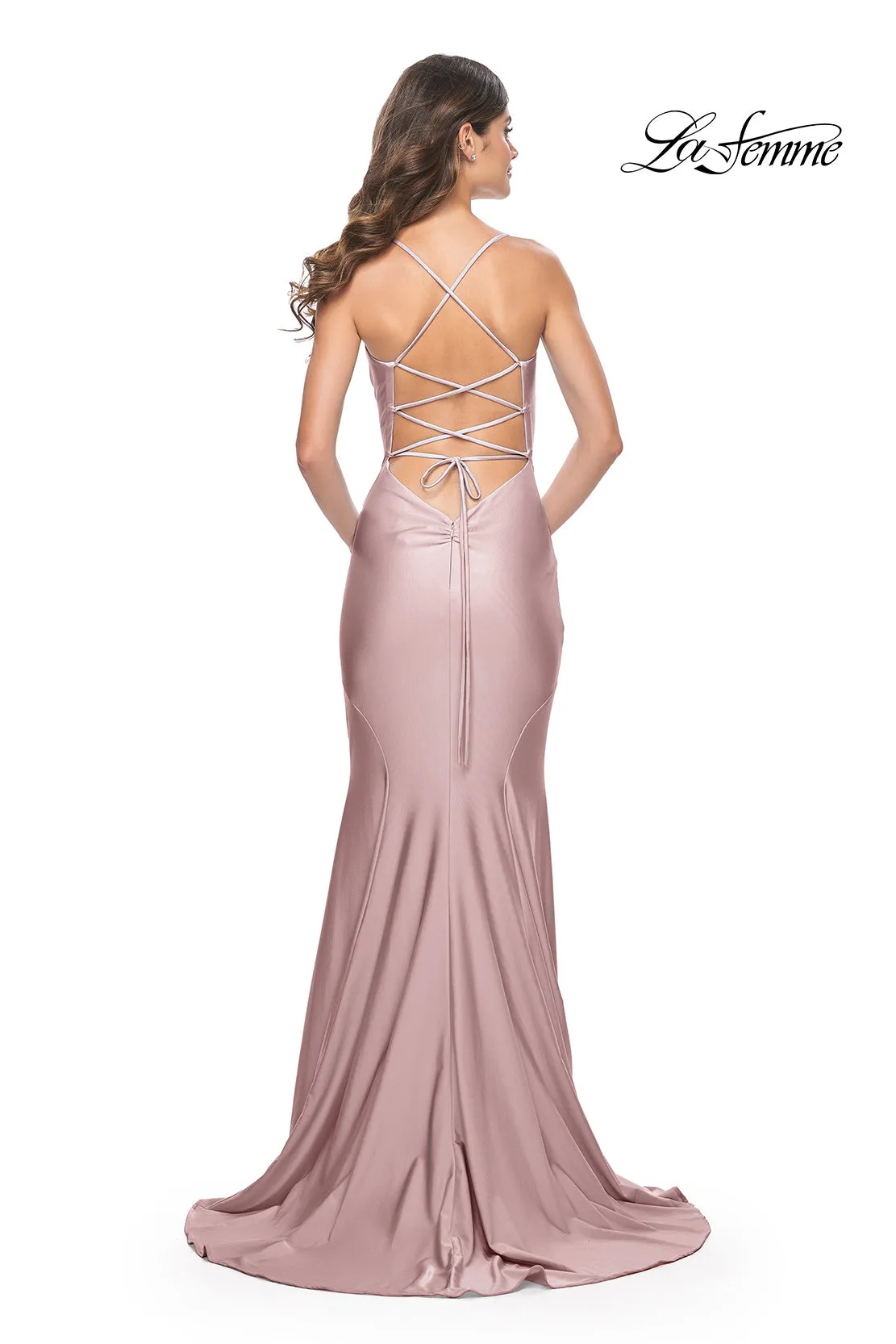 La Femme 31878 Jersey Drape with Slit