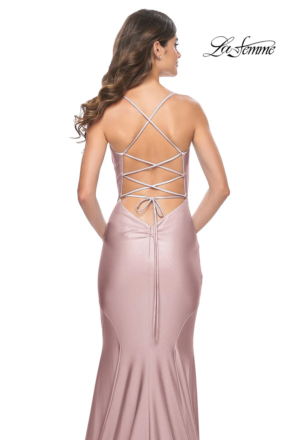 La Femme 31878 Jersey Drape with Slit
