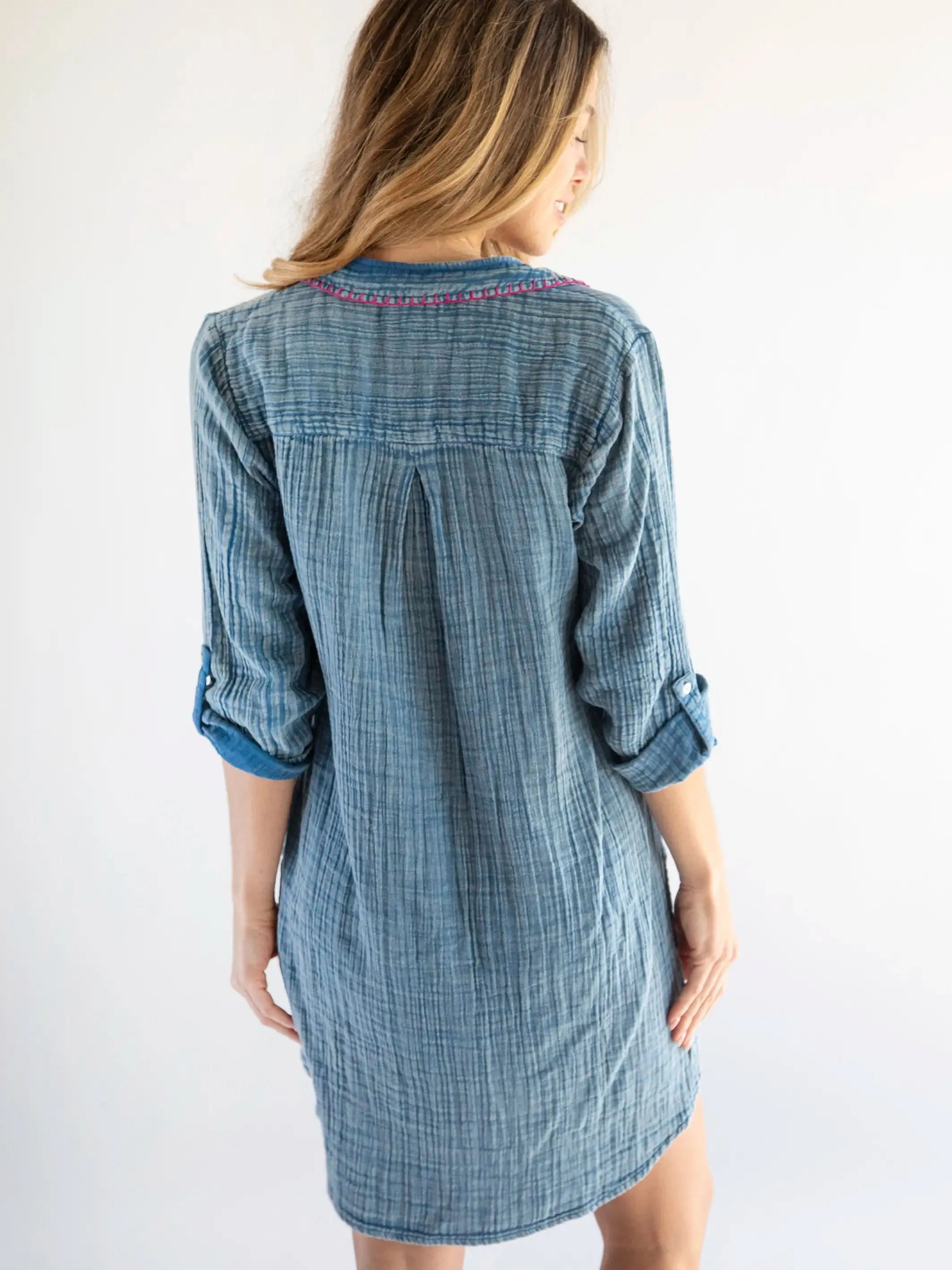 Lola Cotton Shirt Dress - Denim