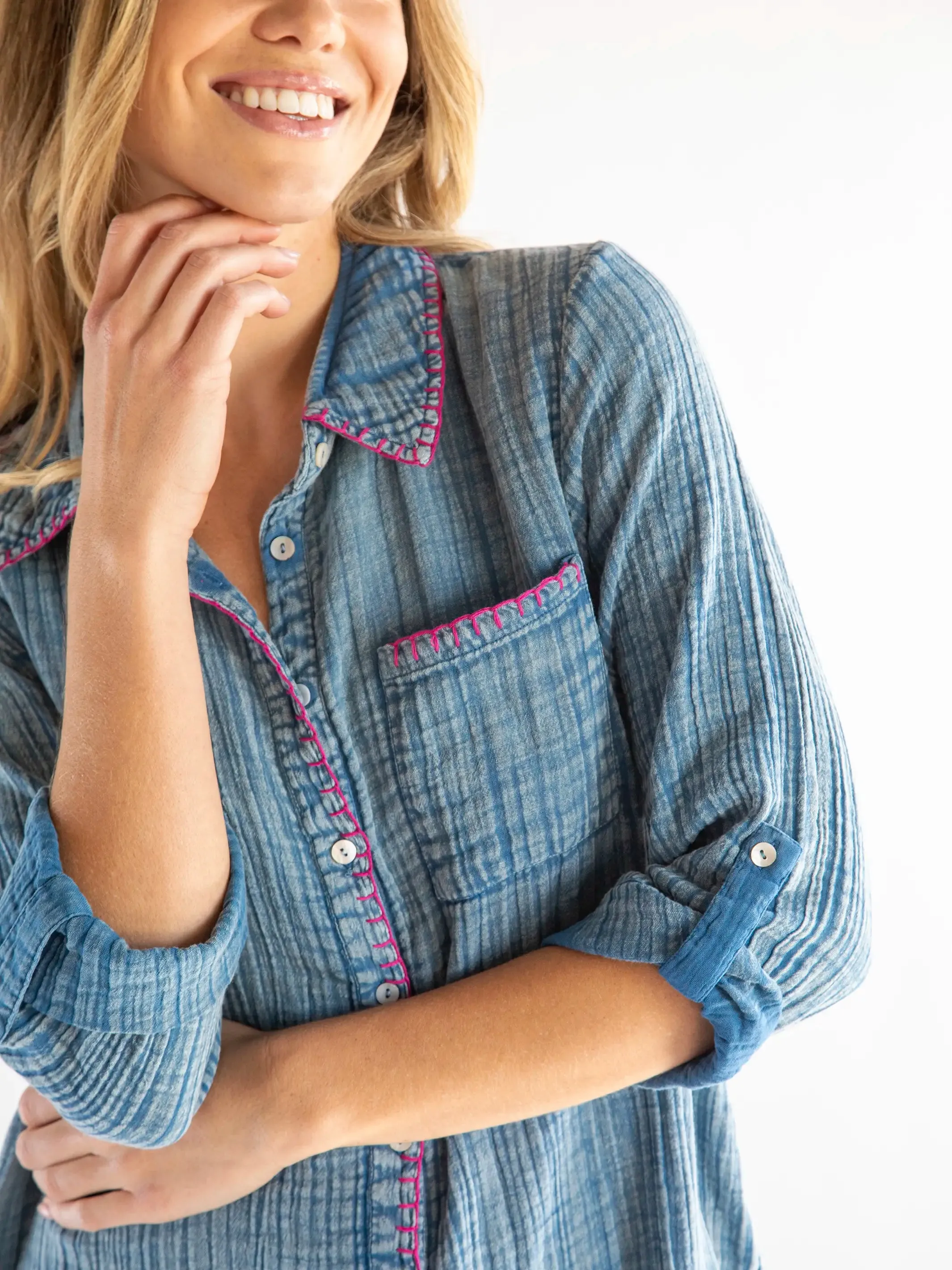 Lola Cotton Shirt Dress - Denim