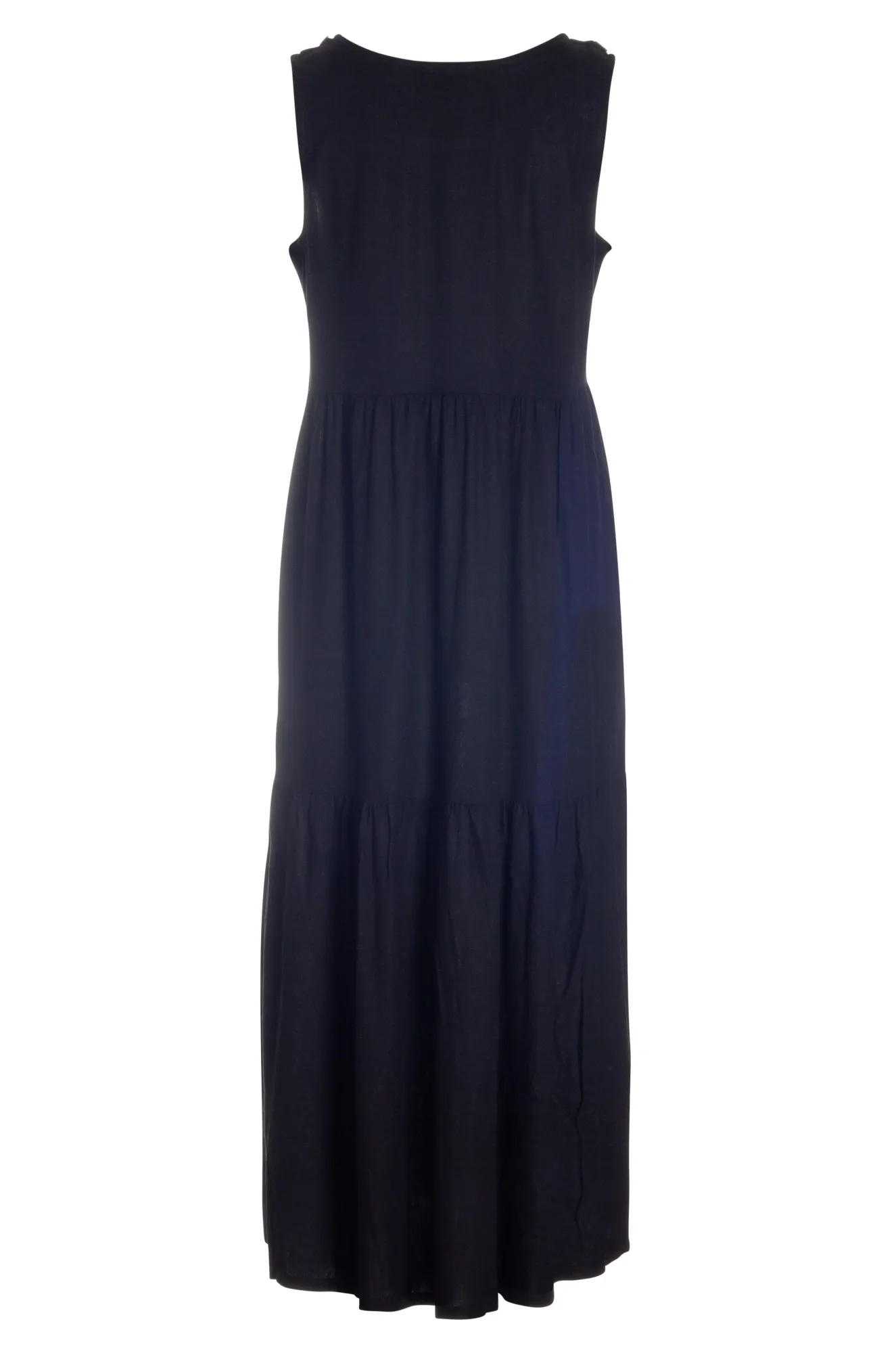 Long Viscose Linen Blend Dress | Black | 6775YY