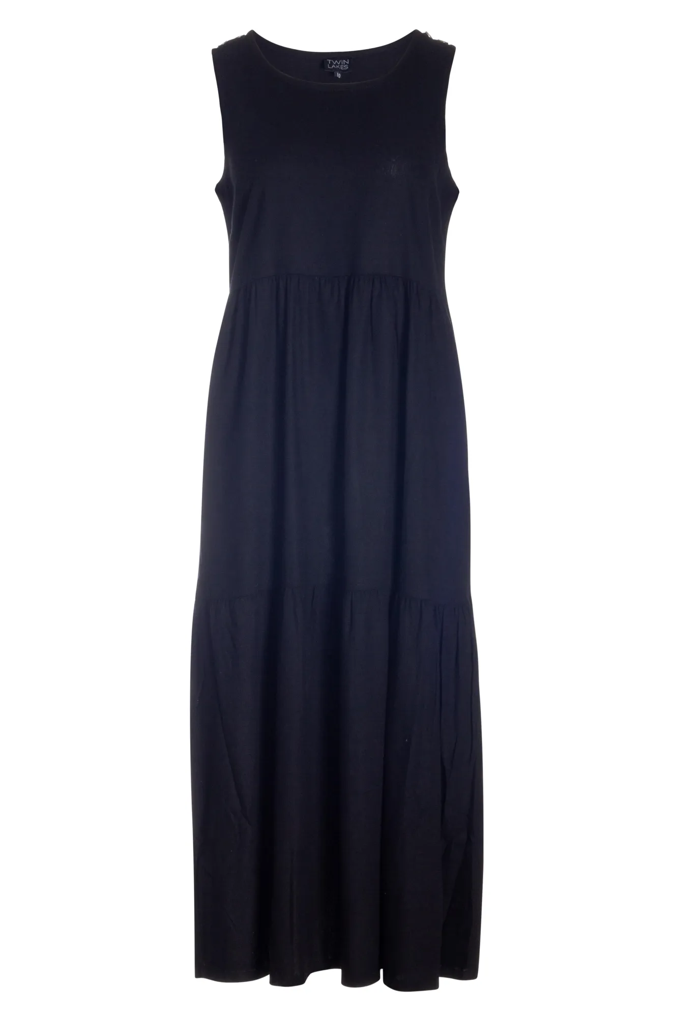 Long Viscose Linen Blend Dress | Black | 6775YY