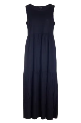 Long Viscose Linen Blend Dress | Black | 6775YY