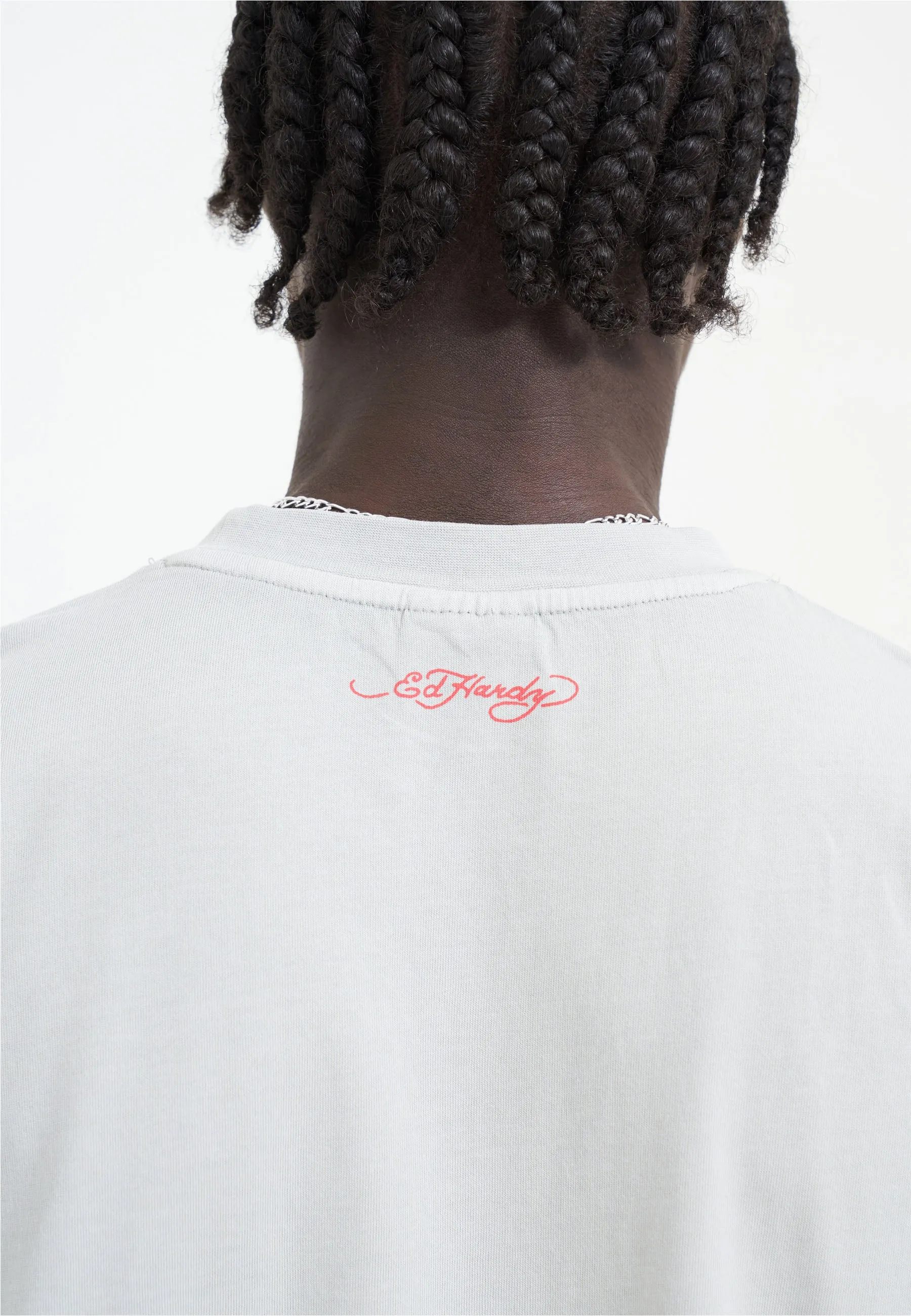 Mens La Tiger Vintage Diamante Tshirt - Grey