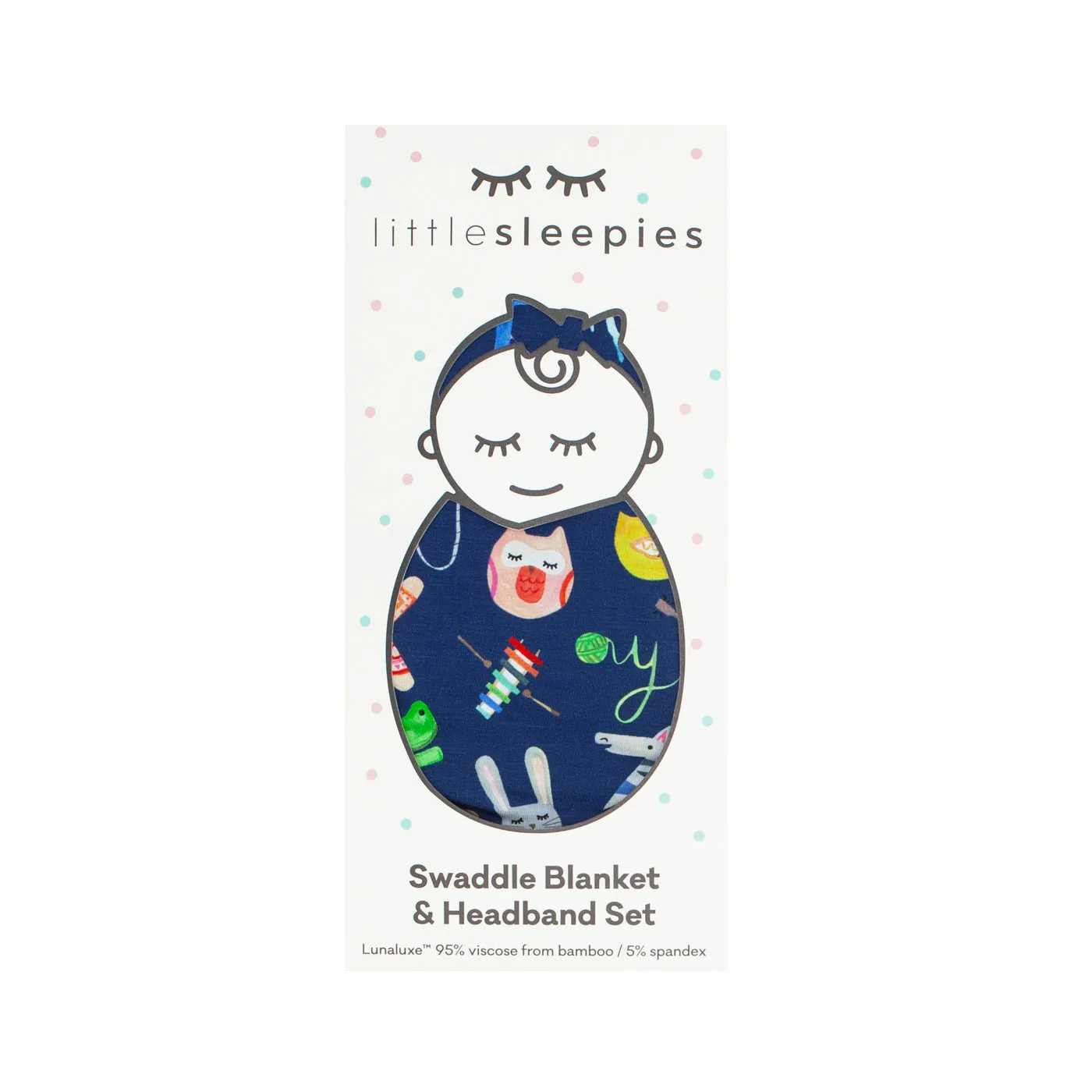Navy Alphabet Friends Swaddle & Headband Set