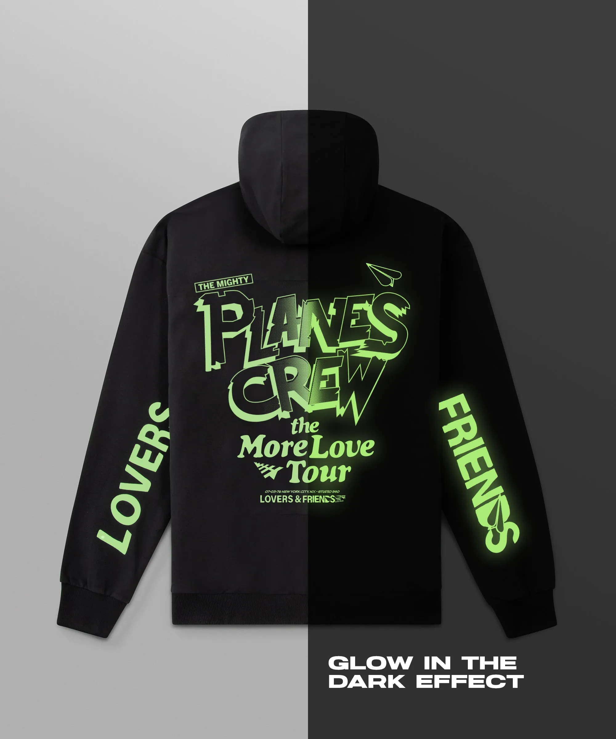 Paper Planes More Love Tour Hoodie - BLACK/LIME-GREEN