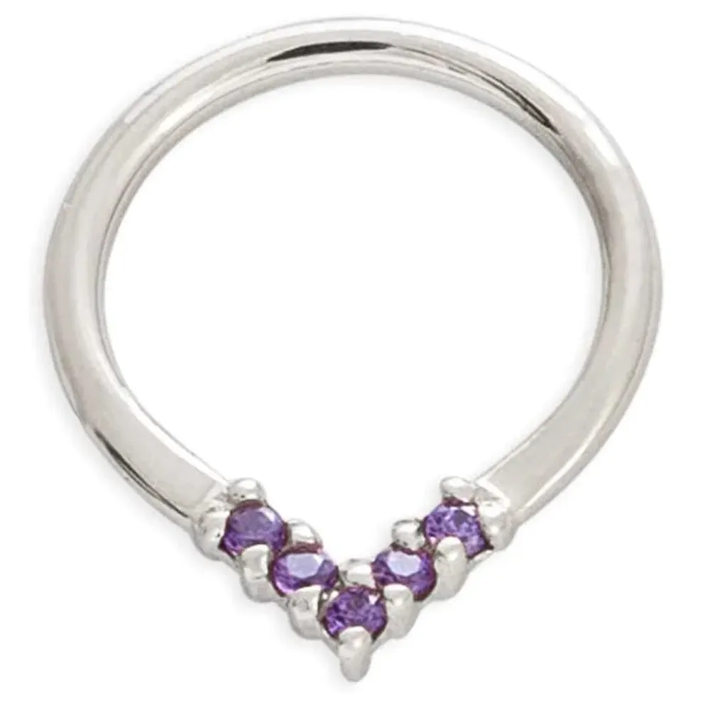 "Apex" Continuous Ring in Gold with Gemstones - 16 ga.
