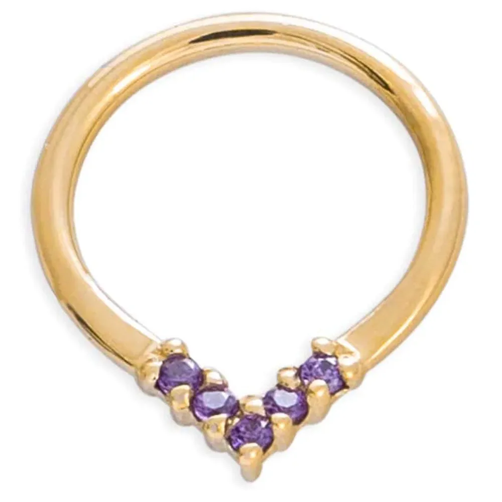 "Apex" Continuous Ring in Gold with Gemstones - 16 ga.