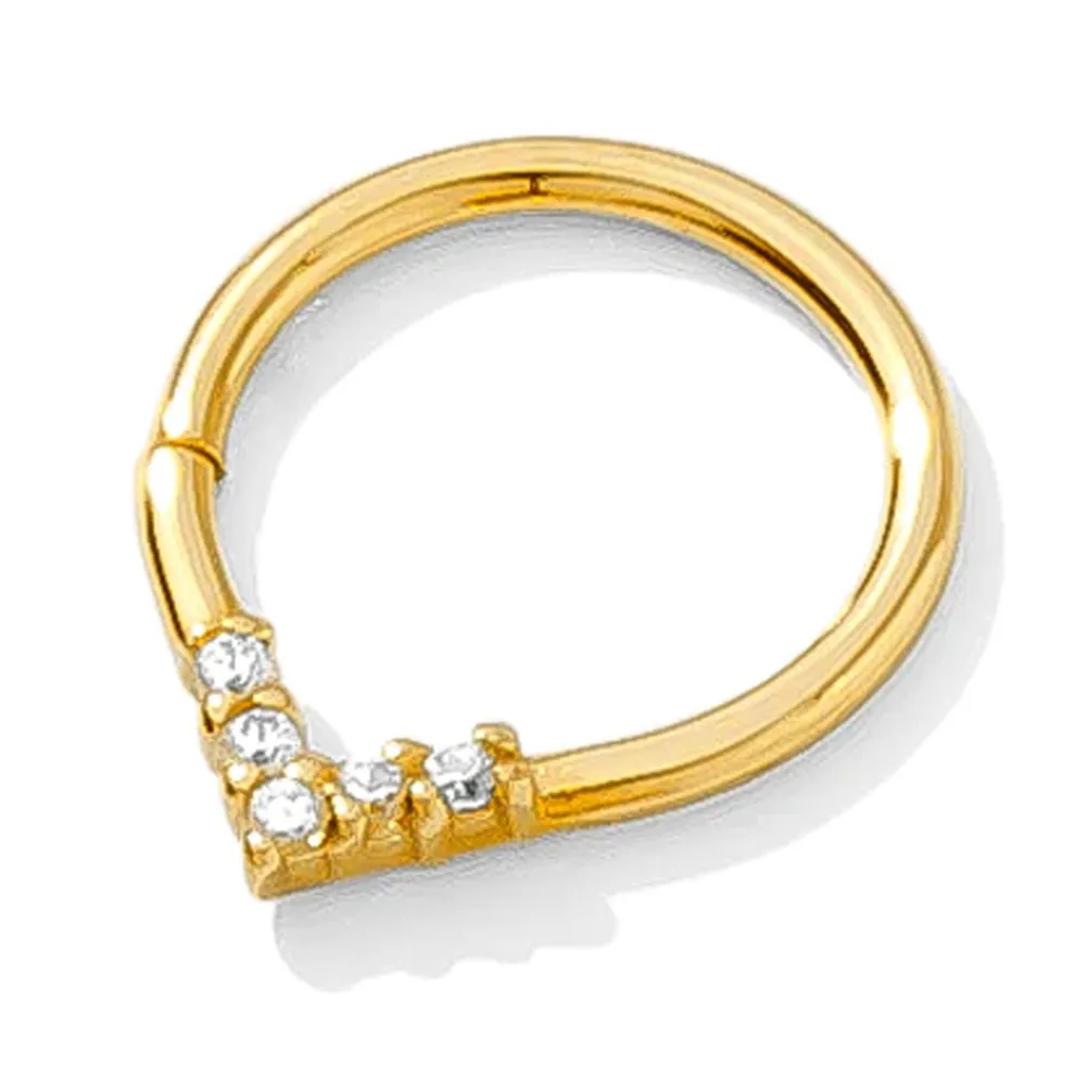 "Apex" Continuous Ring in Gold with Gemstones - 16 ga.
