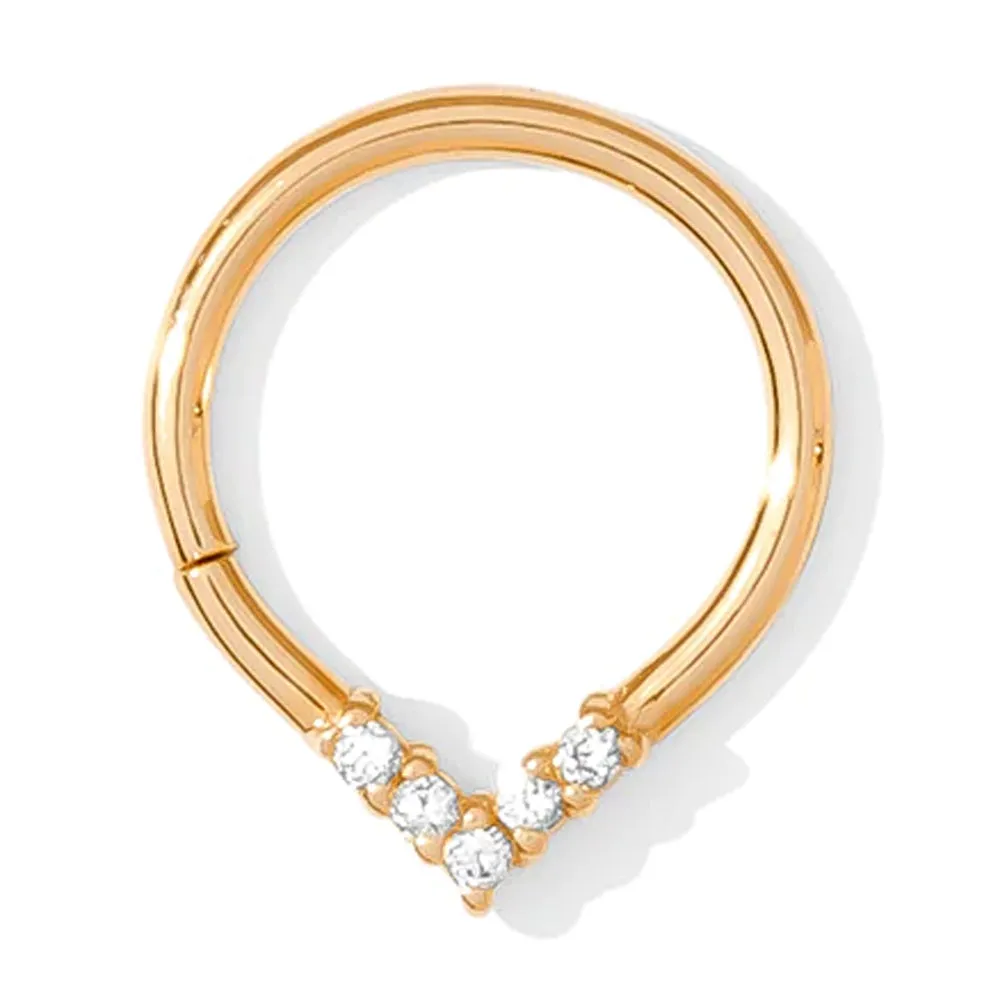 "Apex" Continuous Ring in Gold with Gemstones - 16 ga.
