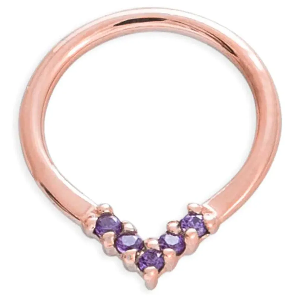 "Apex" Continuous Ring in Gold with Gemstones - 16 ga.