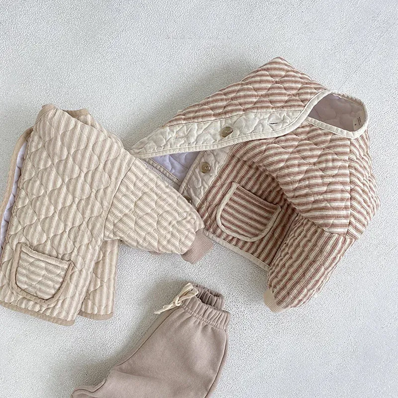 Retro Rhombus Wave Quilted Jacket