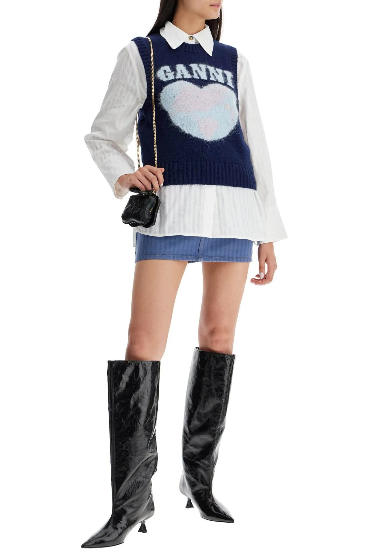 Striped Overdyed Denim Mini