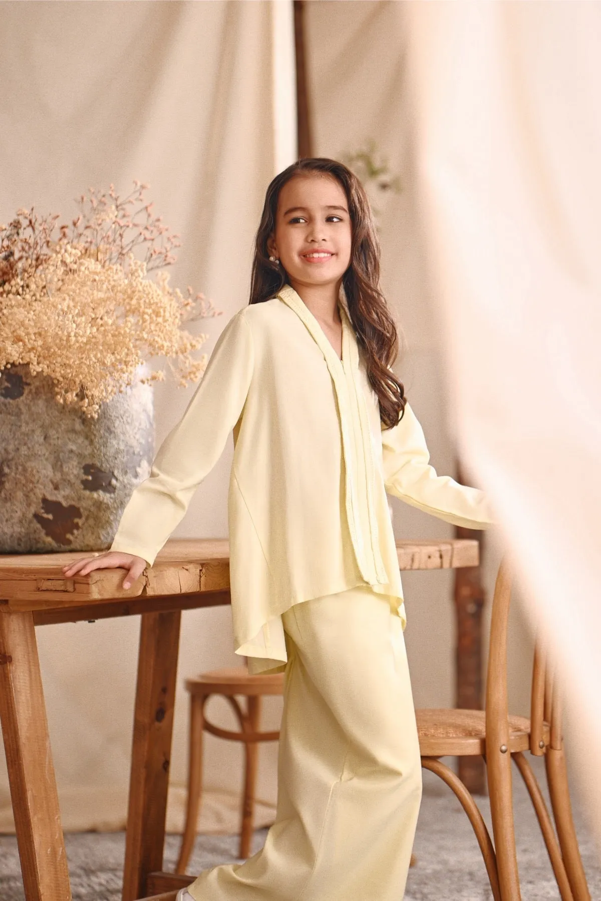 The Bayu Kebaya Top - Baby Yellow