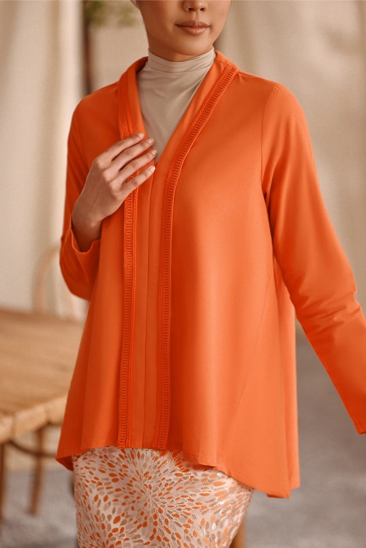 The Bayu Women Kebaya Top - Orange