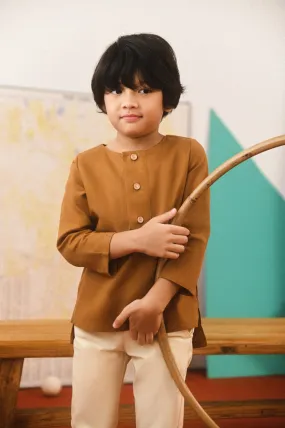 The Champions Savvy Kurta - Burnt Caramel