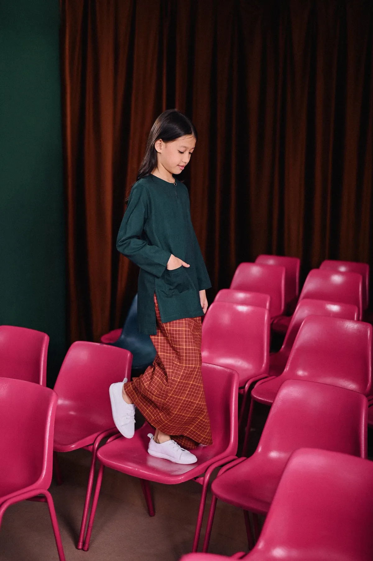 The Dulu Kita Folded Skirt - Kita Brown Checked