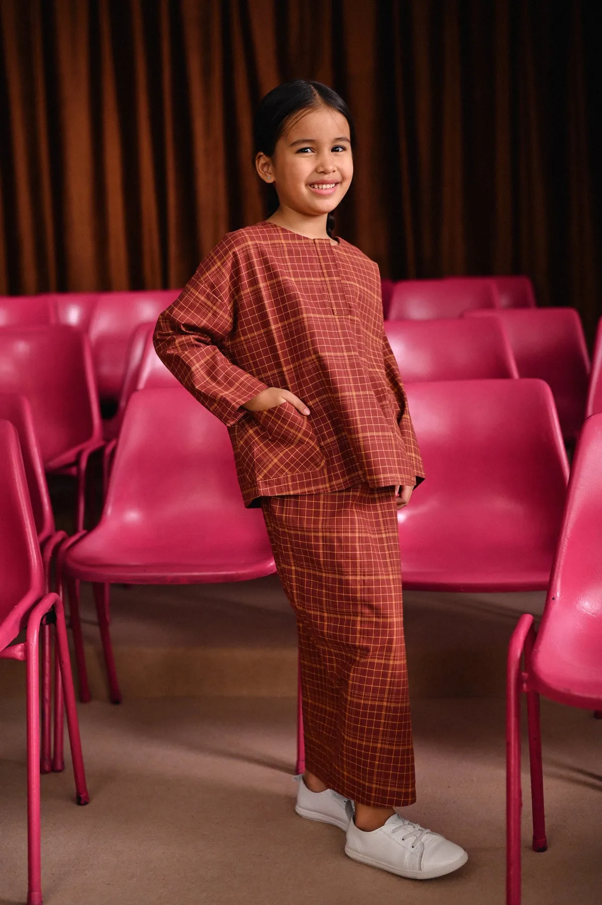 The Dulu Kita Folded Skirt - Kita Brown Checked