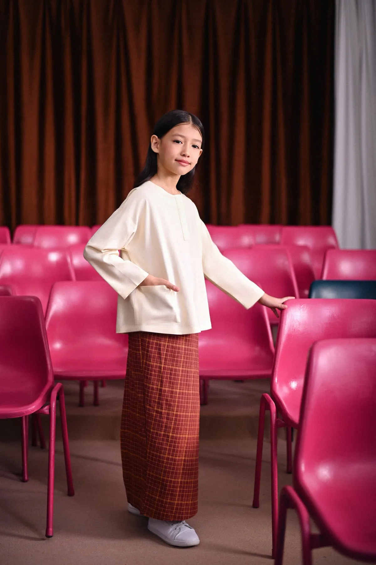 The Dulu Kita Folded Skirt - Kita Brown Checked